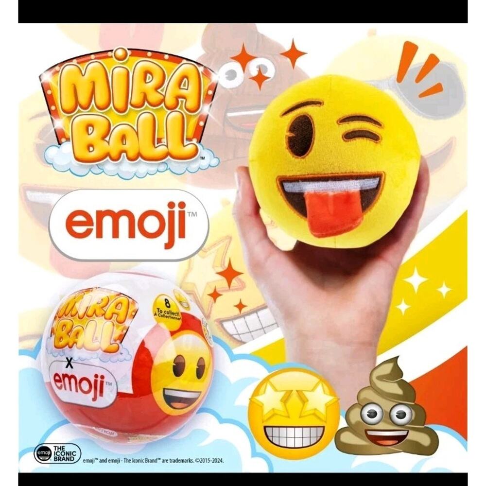 Emoji Plush MiraBall Mystery Ball with Stickers & Fidget Toys (1-Pack)